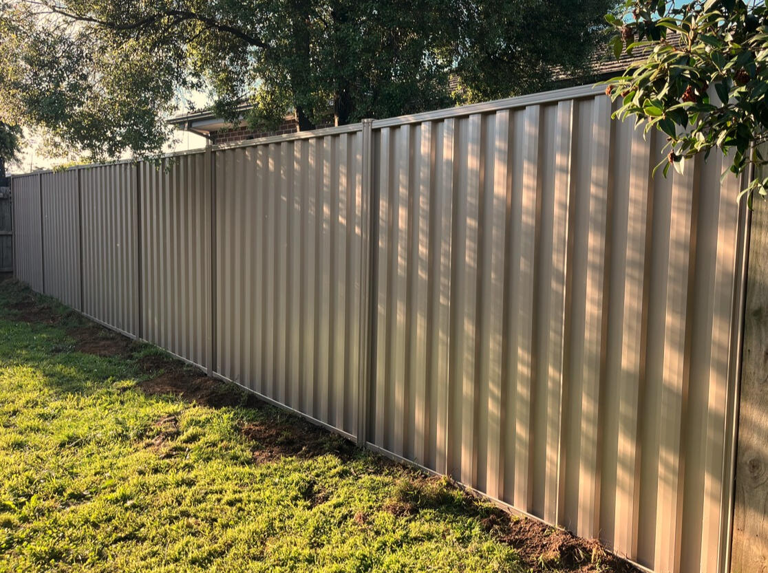 2.1m high Colorbond fence Riversand colour installed in Rowville for extra privacy